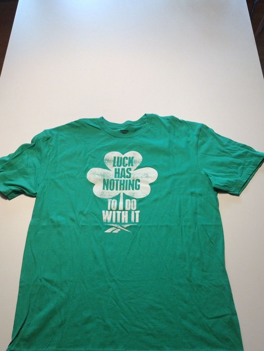 Reebok Green Tee with White Shamrock Graphic